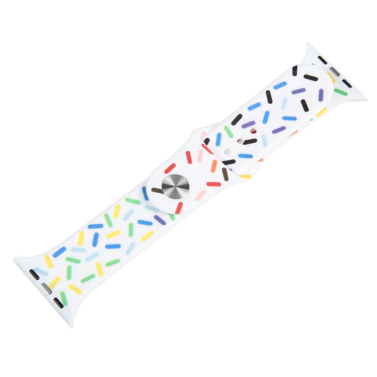 Rainbow Raindrops Silicone Watch Band For Apple Watch SE 44mm(White) - Watch Bands by PMC TechLife | Online Shopping South Africa | PMC TechLife