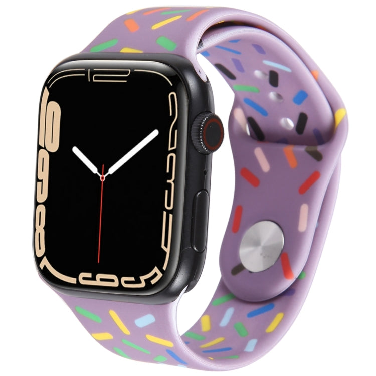 Rainbow Raindrops Silicone Watch Band For Apple Watch SE 44mm(Light Purple) - Watch Bands by PMC TechLife | Online Shopping South Africa | PMC TechLife
