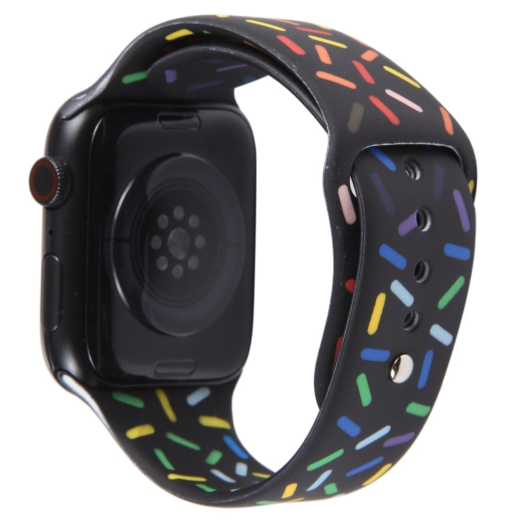 Rainbow Raindrops Silicone Watch Band For Apple Watch SE 44mm(Black) - Watch Bands by PMC TechLife | Online Shopping South Africa | PMC TechLife
