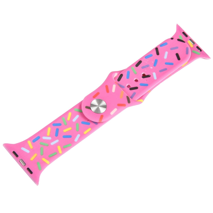 Rainbow Raindrops Silicone Watch Band For Apple Watch 5 44mm(Rose Red) - Watch Bands by PMC TechLife | Online Shopping South Africa | PMC TechLife
