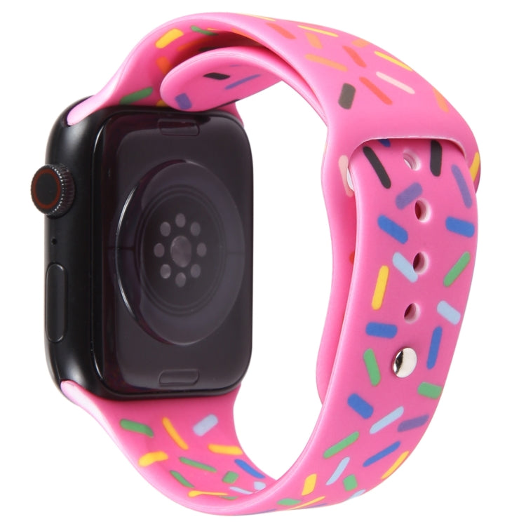 Rainbow Raindrops Silicone Watch Band For Apple Watch 5 44mm(Rose Red) - Watch Bands by PMC TechLife | Online Shopping South Africa | PMC TechLife