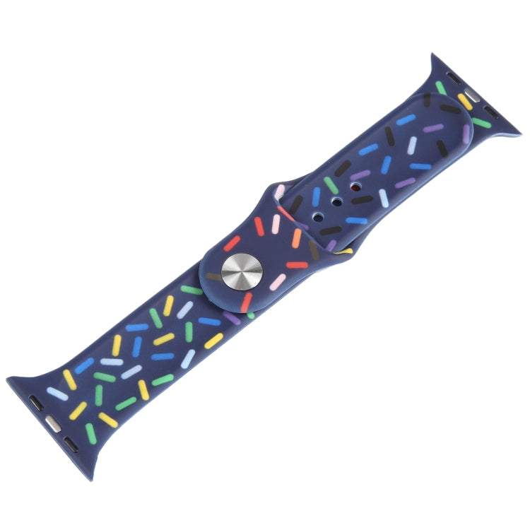 Rainbow Raindrops Silicone Watch Band For Apple Watch 3 38mm(Midnight) - Watch Bands by PMC TechLife | Online Shopping South Africa | PMC TechLife