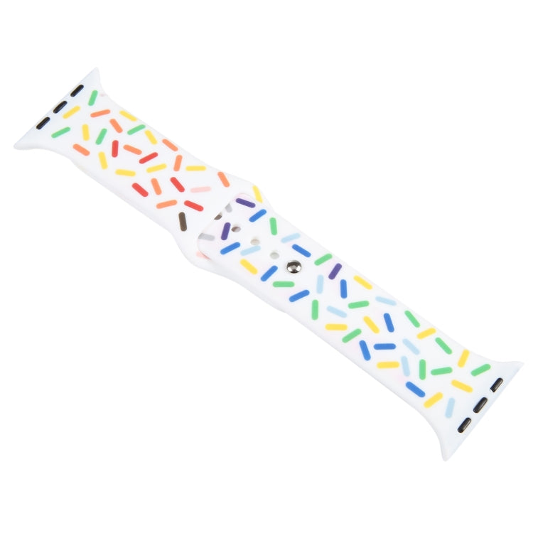 Rainbow Raindrops Silicone Watch Band For Apple Watch 3 42mm(White) - Watch Bands by PMC TechLife | Online Shopping South Africa | PMC TechLife