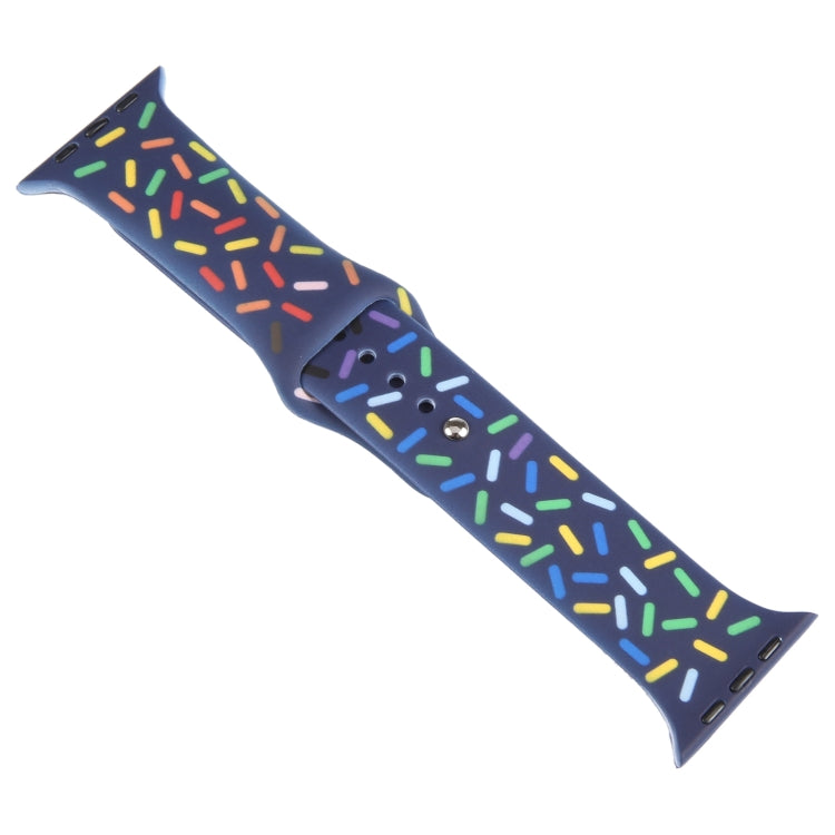 Rainbow Raindrops Silicone Watch Band For Apple Watch 3 42mm(Midnight) - Watch Bands by PMC TechLife | Online Shopping South Africa | PMC TechLife