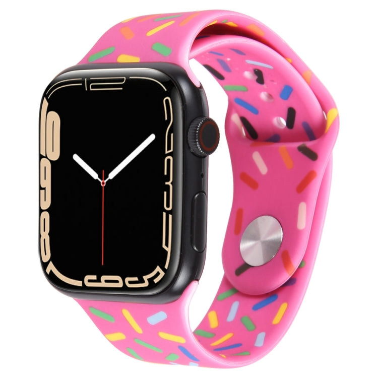Rainbow Raindrops Silicone Watch Band For Apple Watch 3 42mm(Rose Red) - Watch Bands by PMC TechLife | Online Shopping South Africa | PMC TechLife