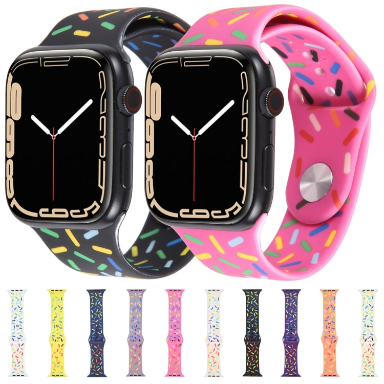 Rainbow Raindrops Silicone Watch Band For Apple Watch 8 45mm(Black) - Watch Bands by PMC TechLife | Online Shopping South Africa | PMC TechLife