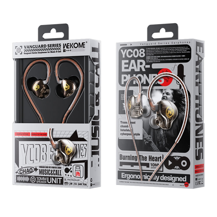 WK YC08 8 Pin Transparent Music Call Wired Earphone, Length: 1.2m(Black) - In Ear Wired Earphone by WK | Online Shopping South Africa | PMC TechLife | Buy Now Pay Later Mobicred