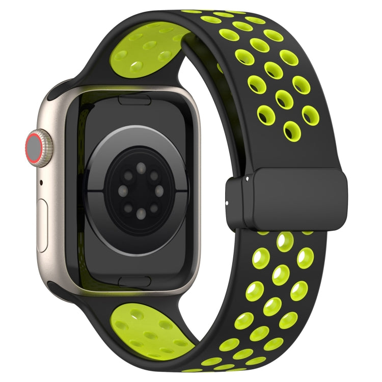 For Apple Watch 8 41mm Magnetic Buckle Silicone Watch Band(Black Limes) - Watch Bands by PMC TechLife | Online Shopping South Africa | PMC TechLife