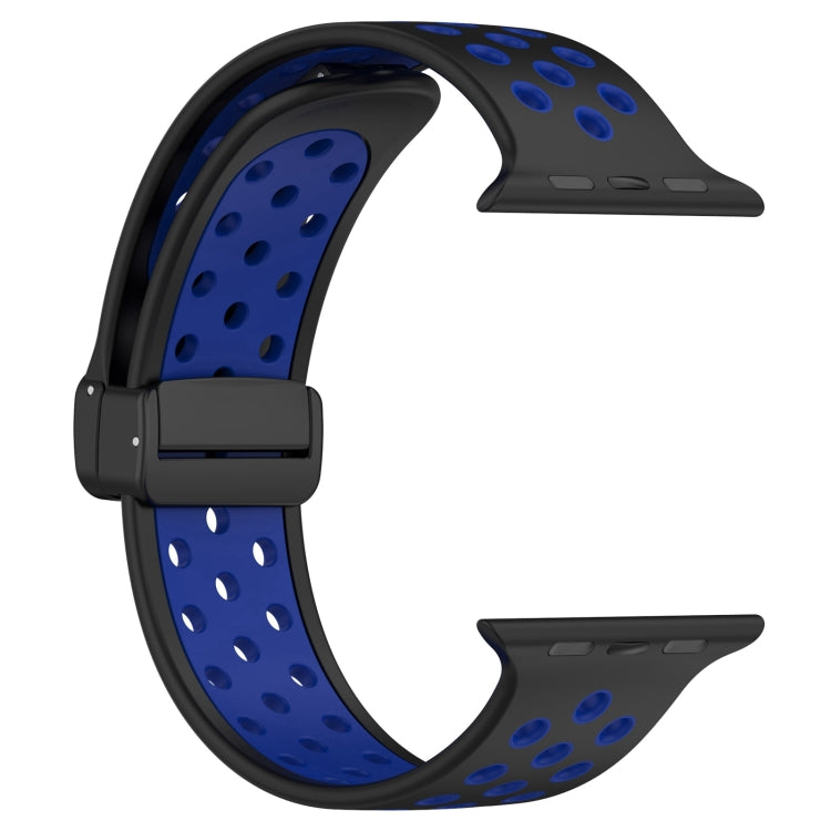 For Apple Watch 8 45mm  Magnetic Buckle Silicone Watch Band(Black Blue) - Watch Bands by PMC TechLife | Online Shopping South Africa | PMC TechLife