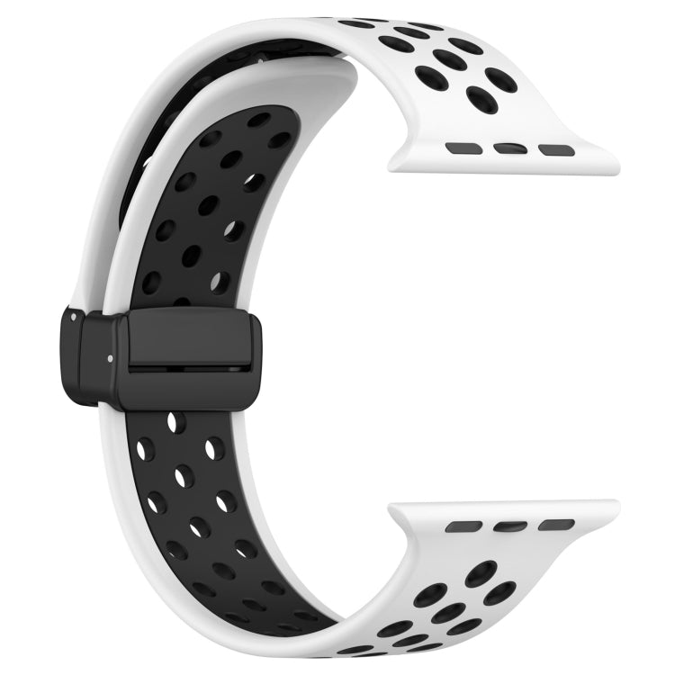 For Apple Watch SE 2022 40mm Magnetic Buckle Silicone Watch Band(White Black) - Watch Bands by PMC TechLife | Online Shopping South Africa | PMC TechLife