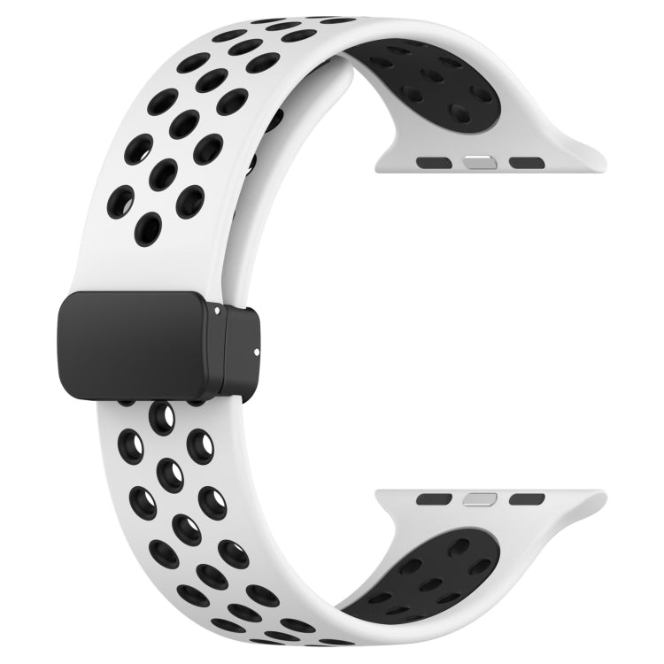 For Apple Watch 7 41mm Magnetic Buckle Silicone Watch Band(White Black) - Watch Bands by PMC TechLife | Online Shopping South Africa | PMC TechLife