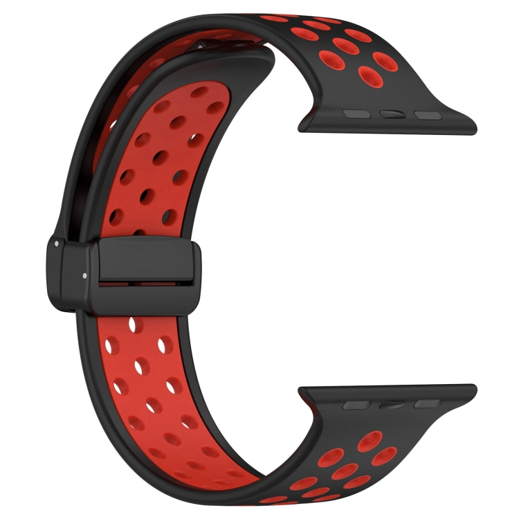 For Apple Watch 7 45mm Magnetic Buckle Silicone Watch Band(Black Red) - Watch Bands by PMC TechLife | Online Shopping South Africa | PMC TechLife