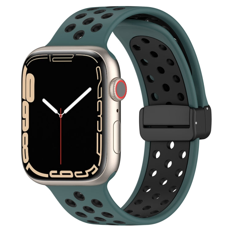 For Apple Watch SE 40mm Magnetic Buckle Silicone Watch Band(Olive Black) - Watch Bands by PMC TechLife | Online Shopping South Africa | PMC TechLife
