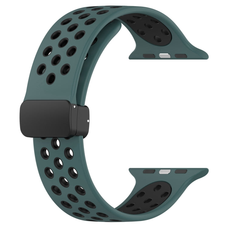 For Apple Watch SE 40mm Magnetic Buckle Silicone Watch Band(Olive Black) - Watch Bands by PMC TechLife | Online Shopping South Africa | PMC TechLife