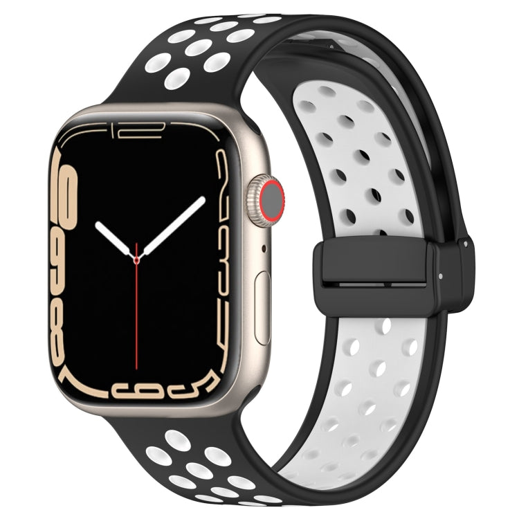 For Apple Watch SE 40mm Magnetic Buckle Silicone Watch Band(Black White) - Watch Bands by PMC TechLife | Online Shopping South Africa | PMC TechLife