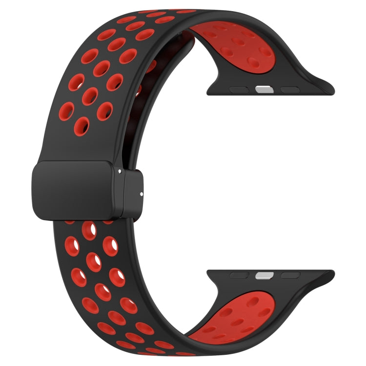 For Apple Watch 6 40mm Magnetic Buckle Silicone Watch Band(Black Red) - Watch Bands by PMC TechLife | Online Shopping South Africa | PMC TechLife
