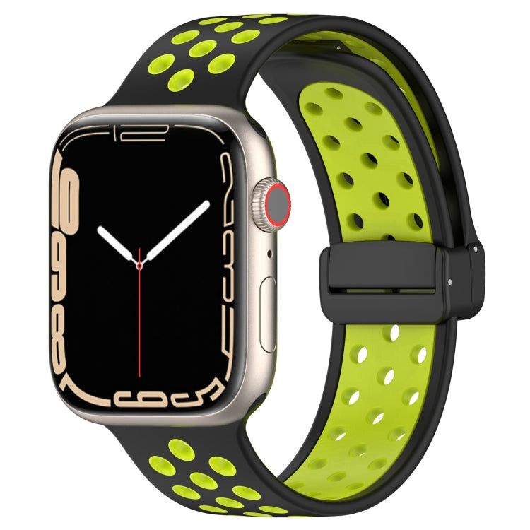 For Apple Watch 6 40mm Magnetic Buckle Silicone Watch Band(Black Limes) - Watch Bands by PMC TechLife | Online Shopping South Africa | PMC TechLife