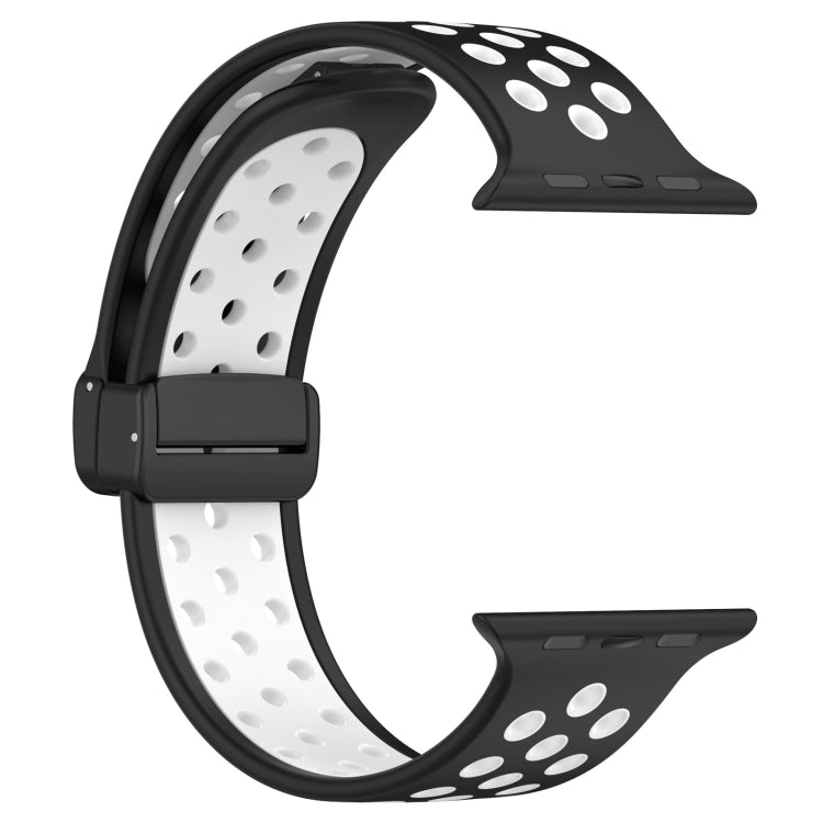 For Apple Watch 6 44mm Magnetic Buckle Silicone Watch Band(Black White) - Watch Bands by PMC TechLife | Online Shopping South Africa | PMC TechLife
