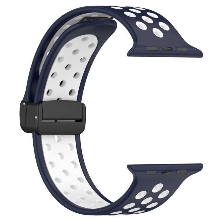 For Apple Watch 5 44mm Magnetic Buckle Silicone Watch Band(Navy White) - Watch Bands by PMC TechLife | Online Shopping South Africa | PMC TechLife
