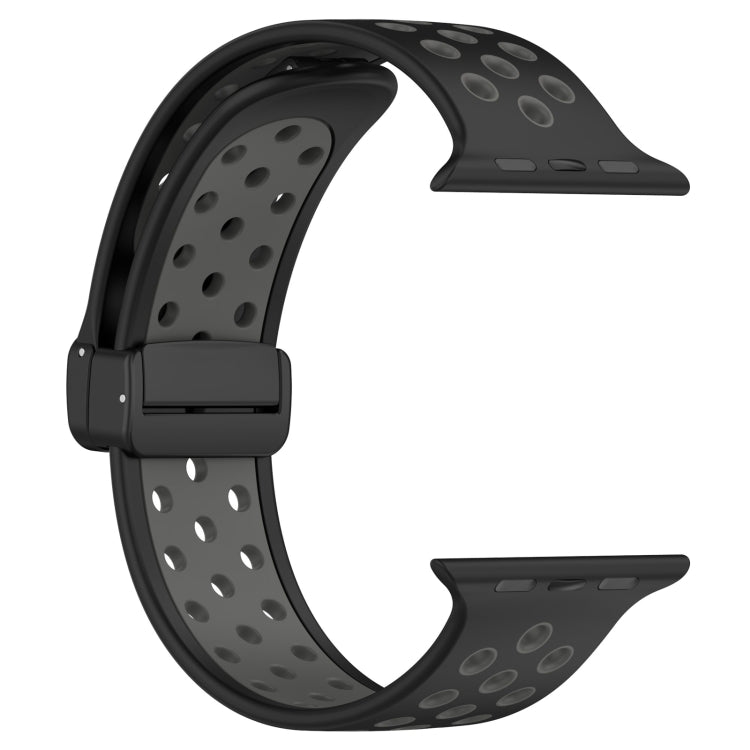 For Apple Watch 4 44mm Magnetic Buckle Silicone Watch Band(Black Grey) - Watch Bands by PMC TechLife | Online Shopping South Africa | PMC TechLife
