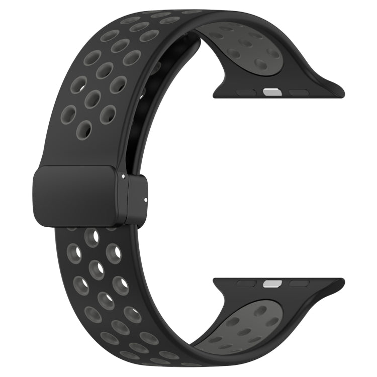 For Apple Watch 2 38mm Magnetic Buckle Silicone Watch Band(Black Grey) - Watch Bands by PMC TechLife | Online Shopping South Africa | PMC TechLife
