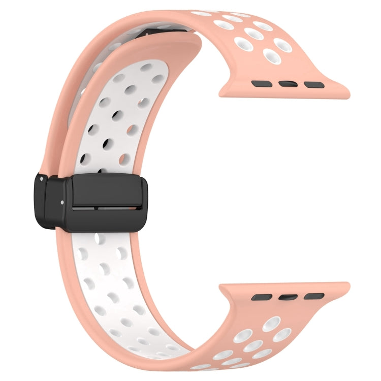For Apple Watch Series 9 45mm Magnetic Buckle Silicone Watch Band(Pink White) - Watch Bands by PMC TechLife | Online Shopping South Africa | PMC TechLife