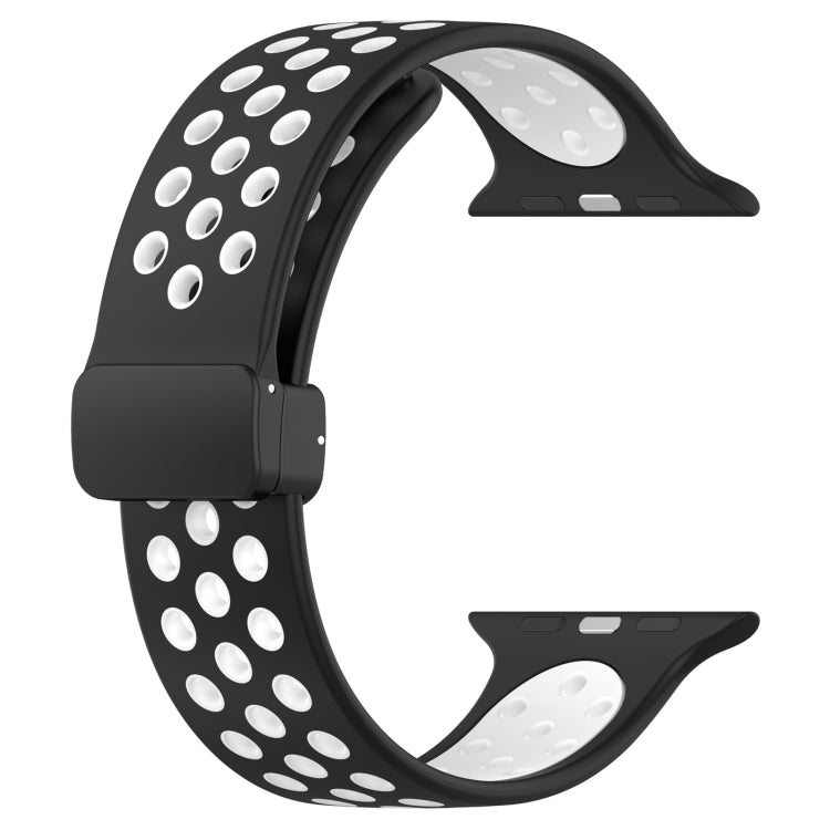 For Apple Watch Series 9 45mm Magnetic Buckle Silicone Watch Band(Black White) - Watch Bands by PMC TechLife | Online Shopping South Africa | PMC TechLife