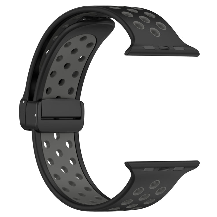 For Apple Watch Series 9 45mm Magnetic Buckle Silicone Watch Band(Black Grey) - Watch Bands by PMC TechLife | Online Shopping South Africa | PMC TechLife