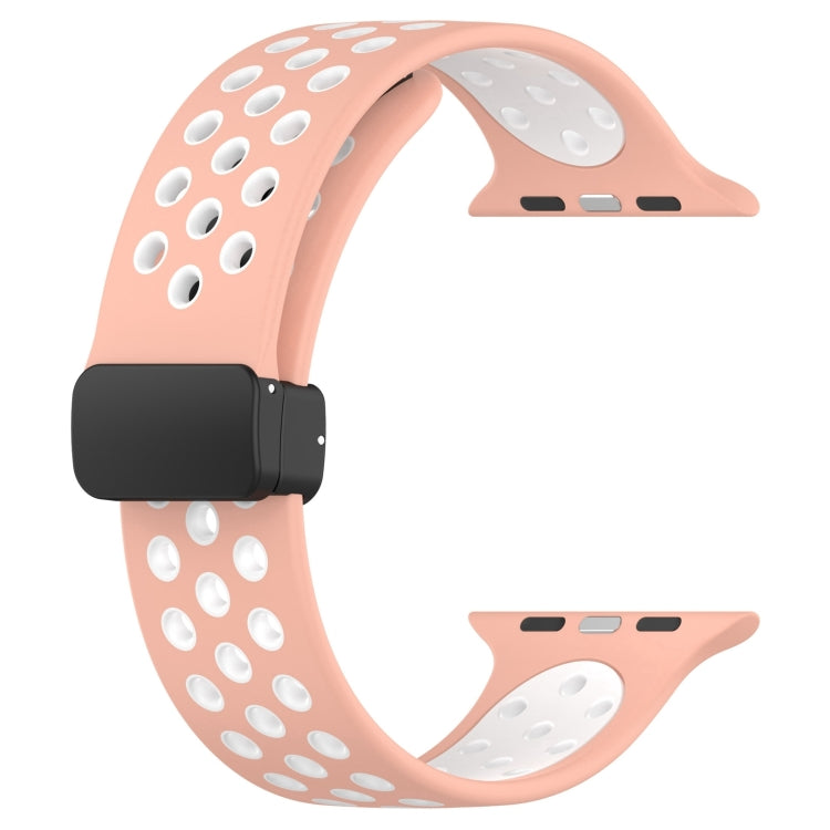 For Apple Watch Series 9 41mm Magnetic Buckle Silicone Watch Band(Pink White) - Watch Bands by PMC TechLife | Online Shopping South Africa | PMC TechLife