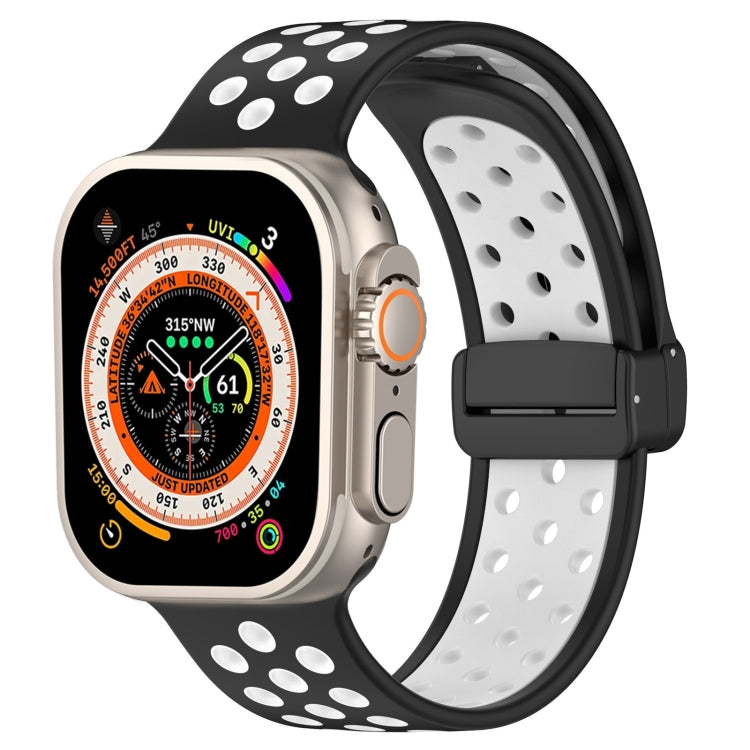 For Apple Watch Series 9 41mm Magnetic Buckle Silicone Watch Band(Black White) - Watch Bands by PMC TechLife | Online Shopping South Africa | PMC TechLife
