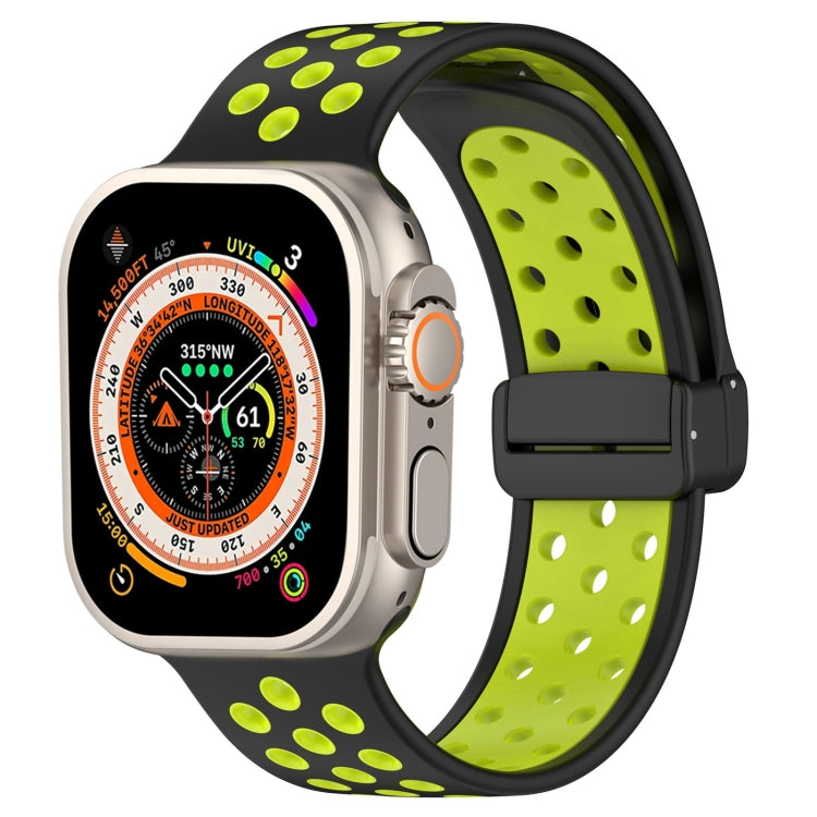 For Apple Watch Series 9 41mm Magnetic Buckle Silicone Watch Band(Black Limes) - Watch Bands by PMC TechLife | Online Shopping South Africa | PMC TechLife