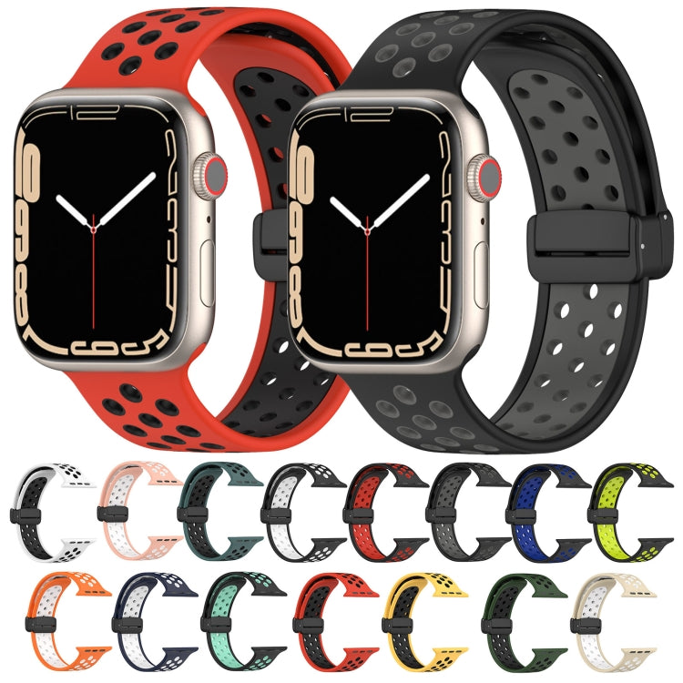 For Apple Watch 6 44mm Magnetic Buckle Silicone Watch Band(Orange White) - Watch Bands by PMC TechLife | Online Shopping South Africa | PMC TechLife