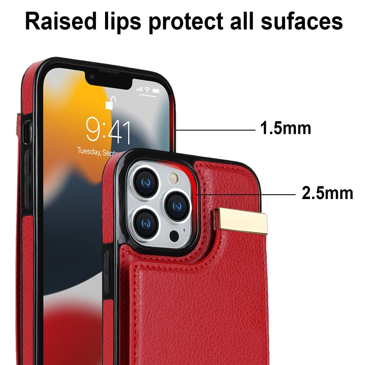 For iPhone 14 Pro Max Metal Buckle Card Slots Phone Case(Red) - free shipping - PMC TechLife - Order now!