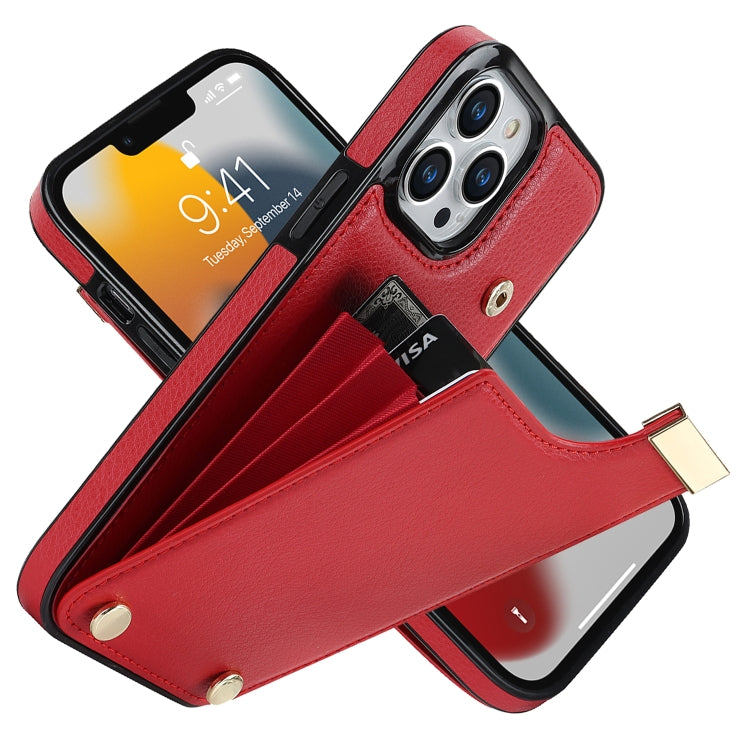 For iPhone 14 Pro Metal Buckle Card Slots Phone Case(Red) - free shipping - PMC TechLife - Order now!