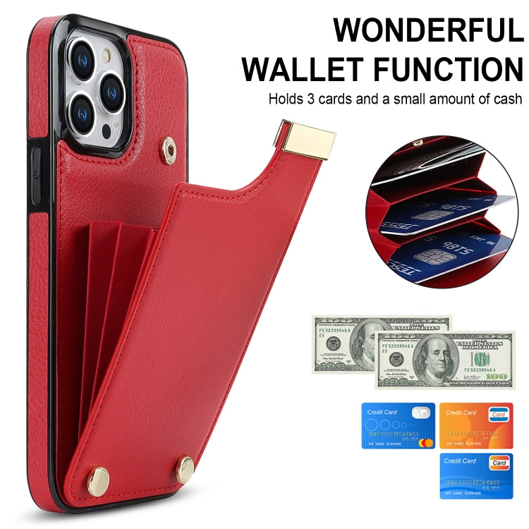 For iPhone 14 Pro Metal Buckle Card Slots Phone Case(Red) - free shipping - PMC TechLife - Order now!