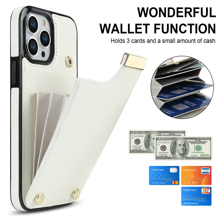 For iPhone 13 Pro Max Metal Buckle Card Slots Phone Case(White) - free shipping - PMC TechLife - Order now!