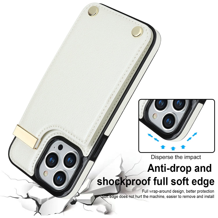 For iPhone 12 Pro Max Metal Buckle Card Slots Phone Case(White) - free shipping - PMC TechLife - Order now!