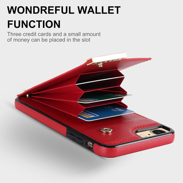 For iPhone SE 2022 / 2020 / 8 / 7 Metal Buckle Card Slots Phone Case(Red) - free shipping - PMC TechLife - Order now!