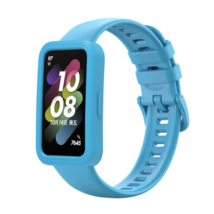 For Huawei Band 8 Silicone Protective Case + Silicone Watch Band Kit(Sky Blue) - Watch Bands by PMC TechLife | Online Shopping South Africa | PMC TechLife