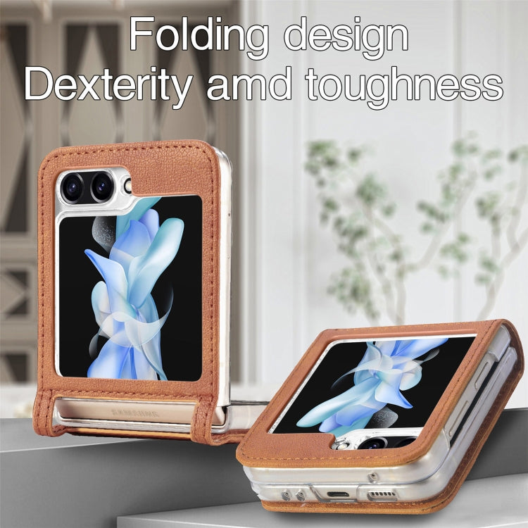 For Samsung Galaxy Z Flip5 Litchi Texture PU Card Fold Back Phone Case(Brown) - free shipping - PMC TechLife - Order now!
