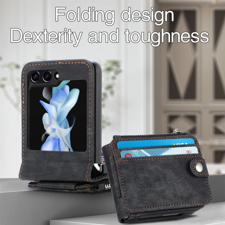 For Samsung Galaxy Z Flip5 Skin-feel PU Zipper Wallet Phone Case(Black) - free shipping - PMC TechLife - Order now!