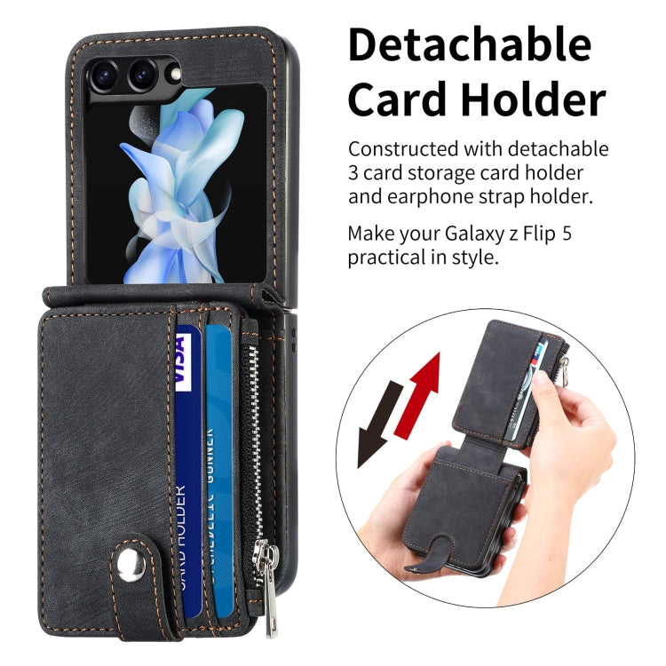 For Samsung Galaxy Z Flip5 Skin-feel PU Zipper Wallet Phone Case(Black) - free shipping - PMC TechLife - Order now!