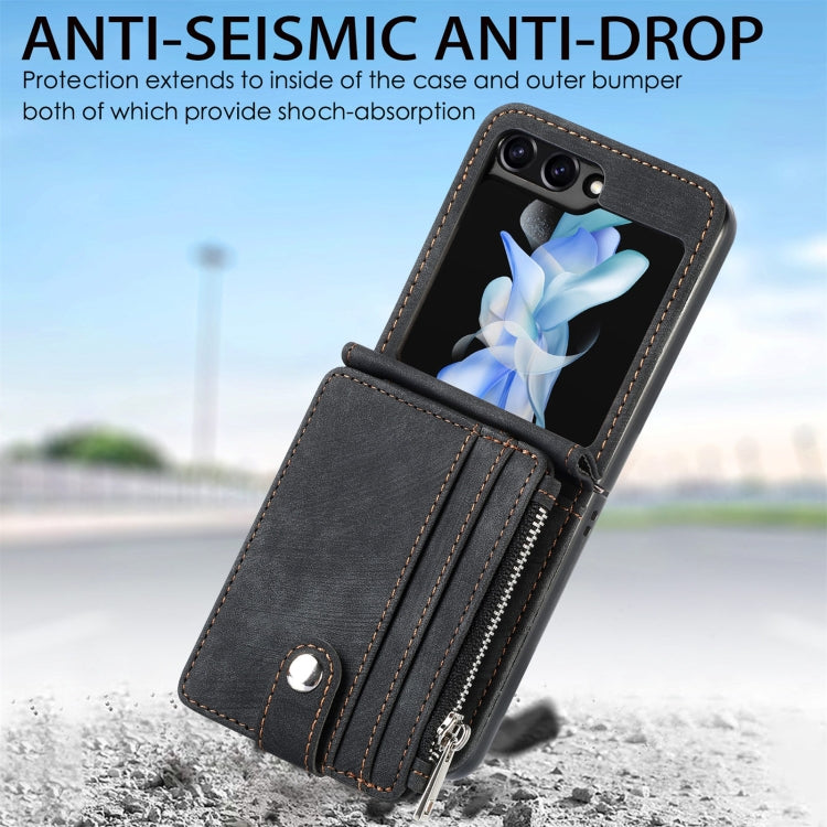 For Samsung Galaxy Z Flip5 Skin-feel PU Zipper Wallet Phone Case(Black) - free shipping - PMC TechLife - Order now!