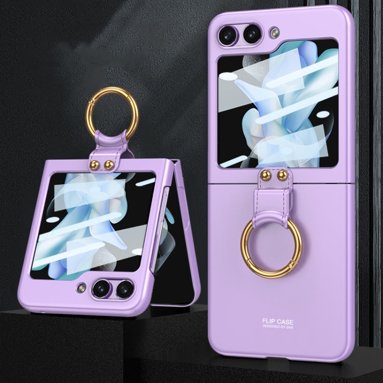 For Samsung Galaxy Z Flip5 GKK Ultra-thin PC Full Coverage Phone Case with Ring Holder / Tempered Film(Purple) - Galaxy Z Flip5 Cases by GKK | Online Shopping South Africa | PMC TechLife