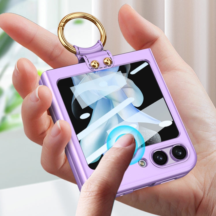 For Samsung Galaxy Z Flip5 GKK Ultra-thin PC Full Coverage Phone Case with Ring Holder / Tempered Film(Purple) - Galaxy Z Flip5 Cases by GKK | Online Shopping South Africa | PMC TechLife
