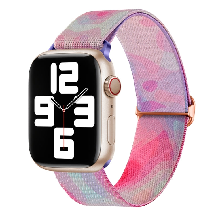 For Apple Watch SE 2022 40mm Painted Pattern Nylon Replacement Watch Band(Ladder Purple Blue) - Watch Bands by PMC TechLife | Online Shopping South Africa | PMC TechLife