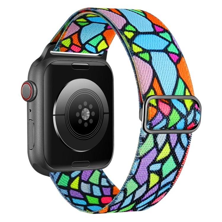 For Apple Watch SE 2023 44mm Painted Pattern Nylon Replacement Watch Band(Geometric Rainbow) - Watch Bands by PMC TechLife | Online Shopping South Africa | PMC TechLife
