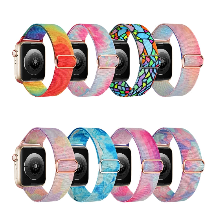 For Apple Watch SE 2022 44mm Painted Pattern Nylon Replacement Watch Band(Geometric Rainbow) - Watch Bands by PMC TechLife | Online Shopping South Africa | PMC TechLife