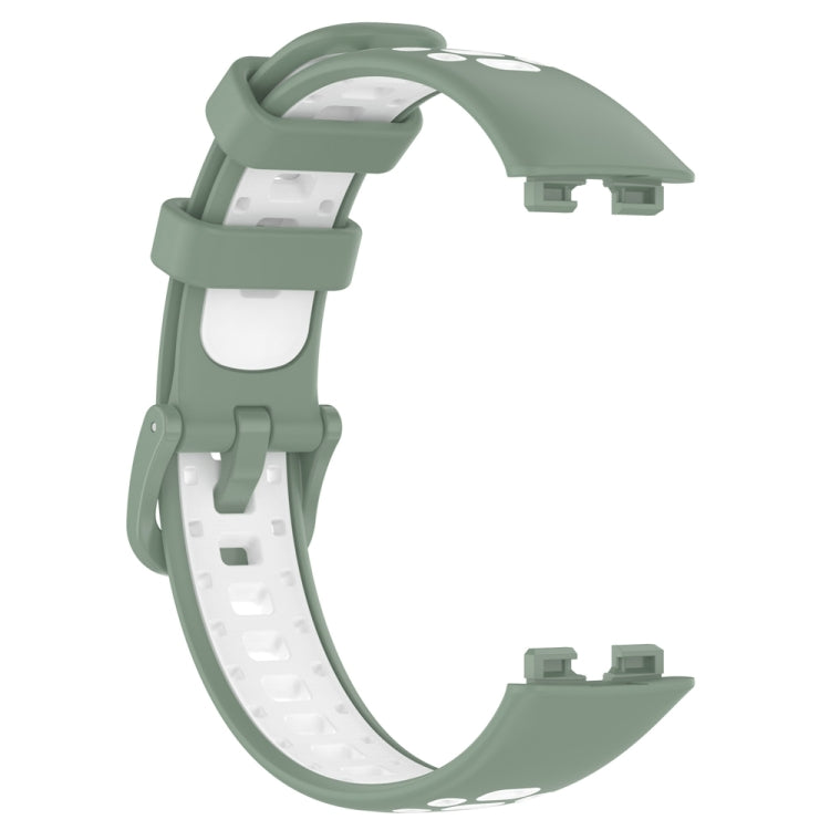 For Huawei Band 8 Two Color Silicone Replacement Watch Band(Light Green White) - Watch Bands by PMC TechLife | Online Shopping South Africa | PMC TechLife