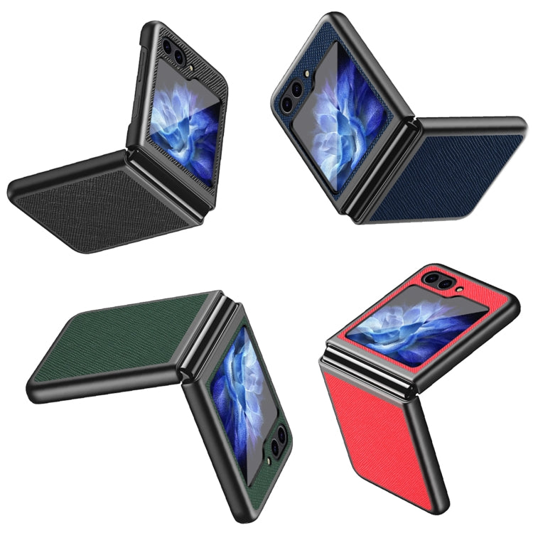 For Samsung Galaxy Z Flip5 Cross Texture All Inclusive Shockproof Protective Phone Case(Blue) - free shipping - PMC TechLife - Order now!